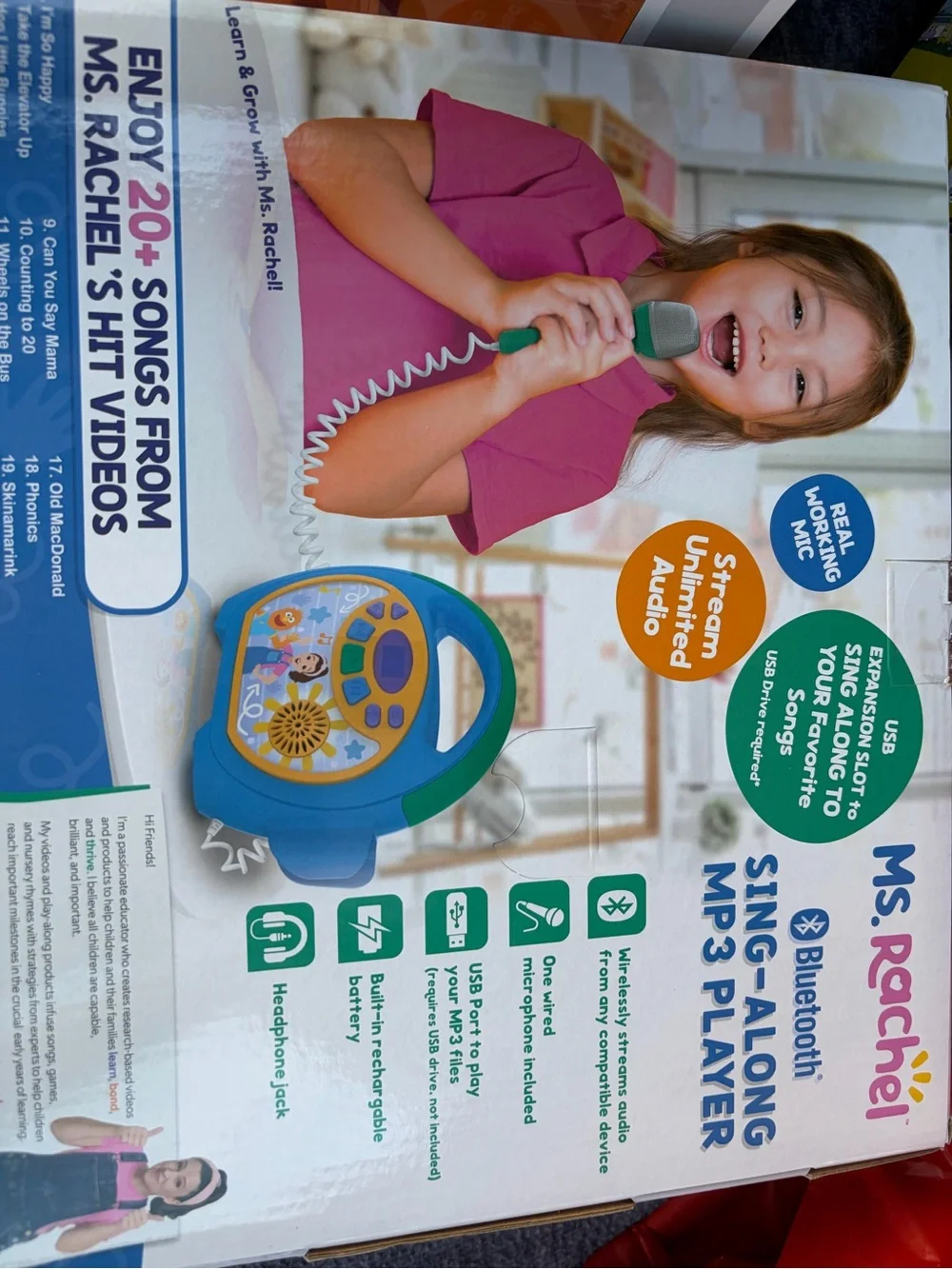 Ms Rachel Sing Along MP3 Player Bluetooth Microphone For kids